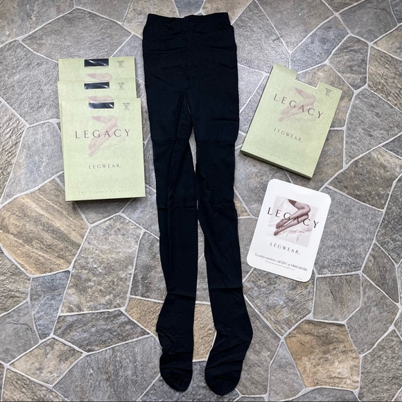 Legacy Leg Wear- Bundle of 4 Body Shaper Black Pantyhose - Picture 7 of 7